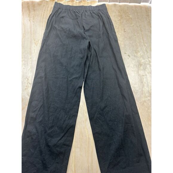 VINCE Women's M Black Straight Leg Linen Blend Pull On Slacks V963722291 Stretch - Picture 4 of 5